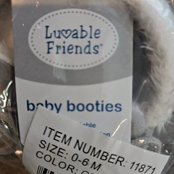 Luvable Friends Baby Booties Unisex Infants Moccasin Shoes Gray Size 0-6 Months - Picture 12 of 12